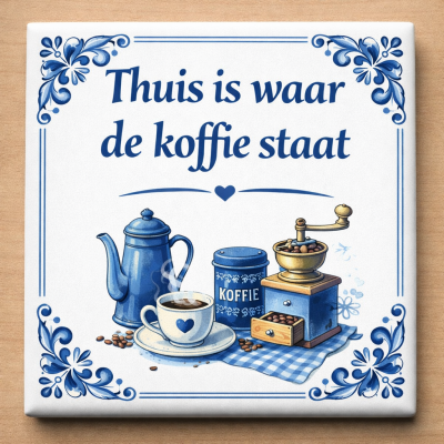 Delfts Blauw Tegeltje Thuis Is Waar De Koffie Staat
