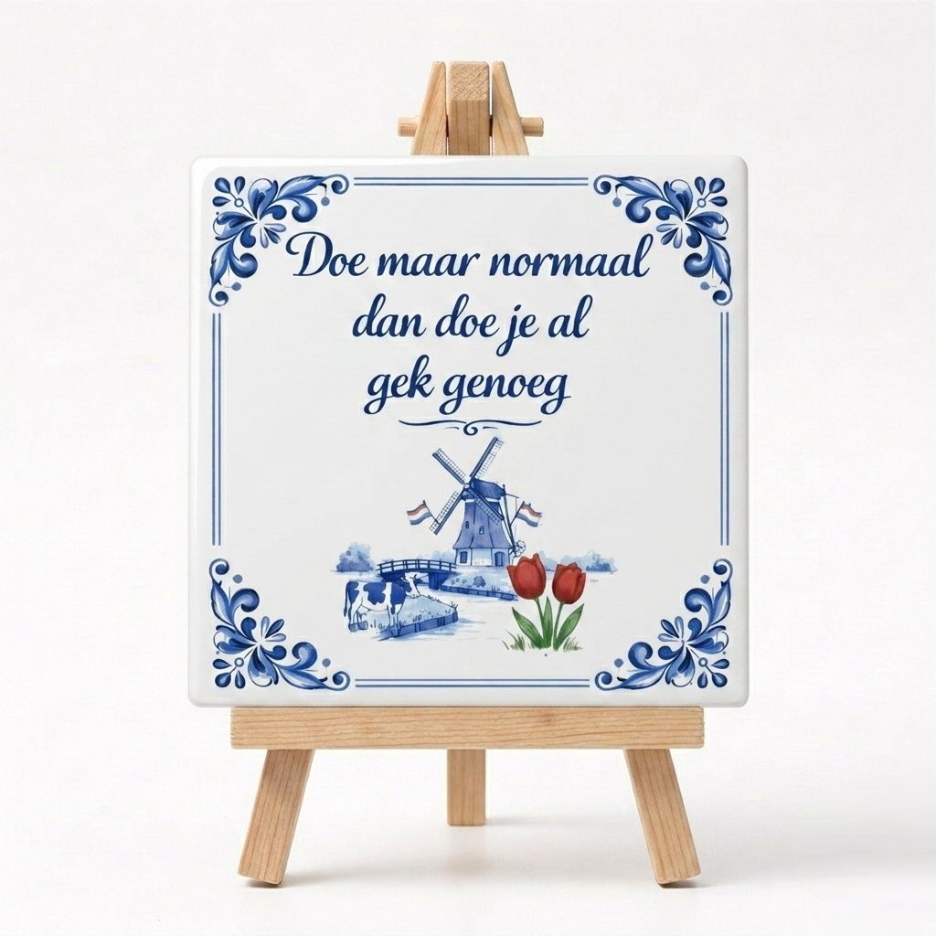 Delftsblauw Tegeltje Doe Normaal Dan Doe Je Al Gek Genoeg Met Standaard