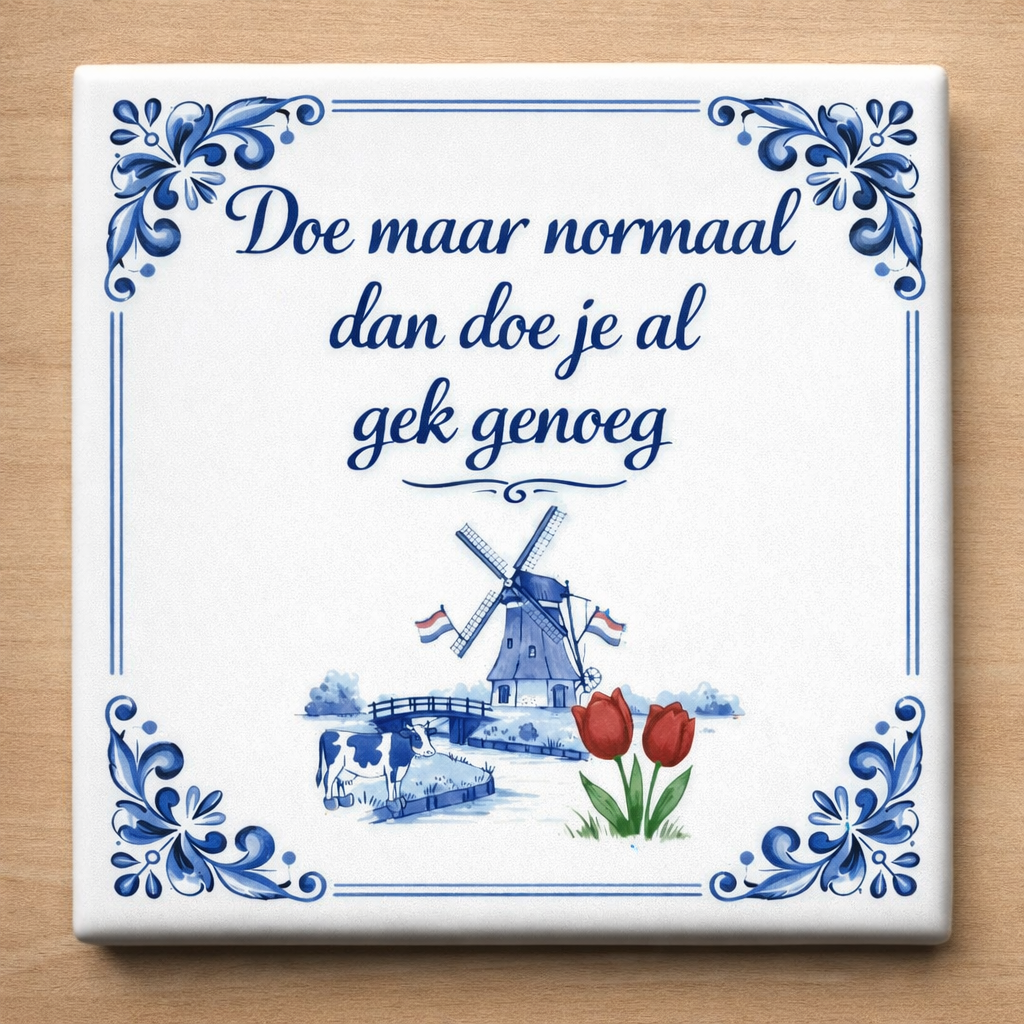 Delfts Blauw Tegeltje Doe Normaal Dan Doe Je Al Gek Genoeg