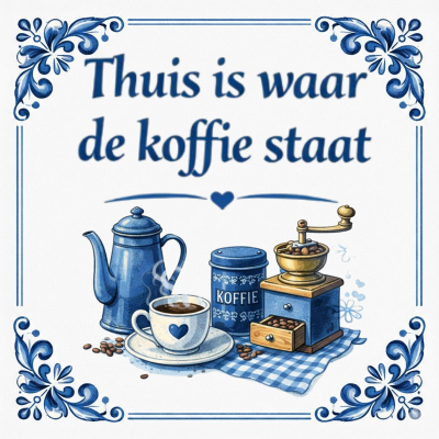Delfts Blauw Tegeltje Thuis Is Waar De Koffie Staat