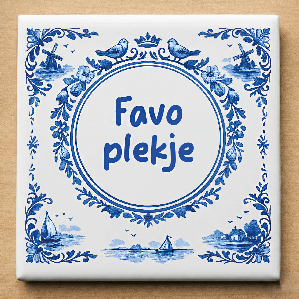 Delfst blauw tegeltje favo plekje