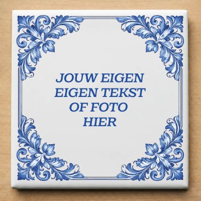 Delfst blauwe tegeltje eigen foto of tekst