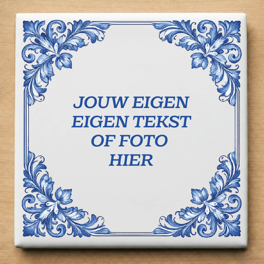 Delfst blauwe tegeltje eigen foto of tekst