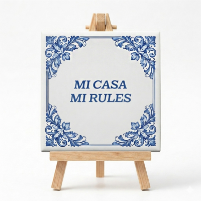 Delftsblauw Tegeltje Mi casa mi rules