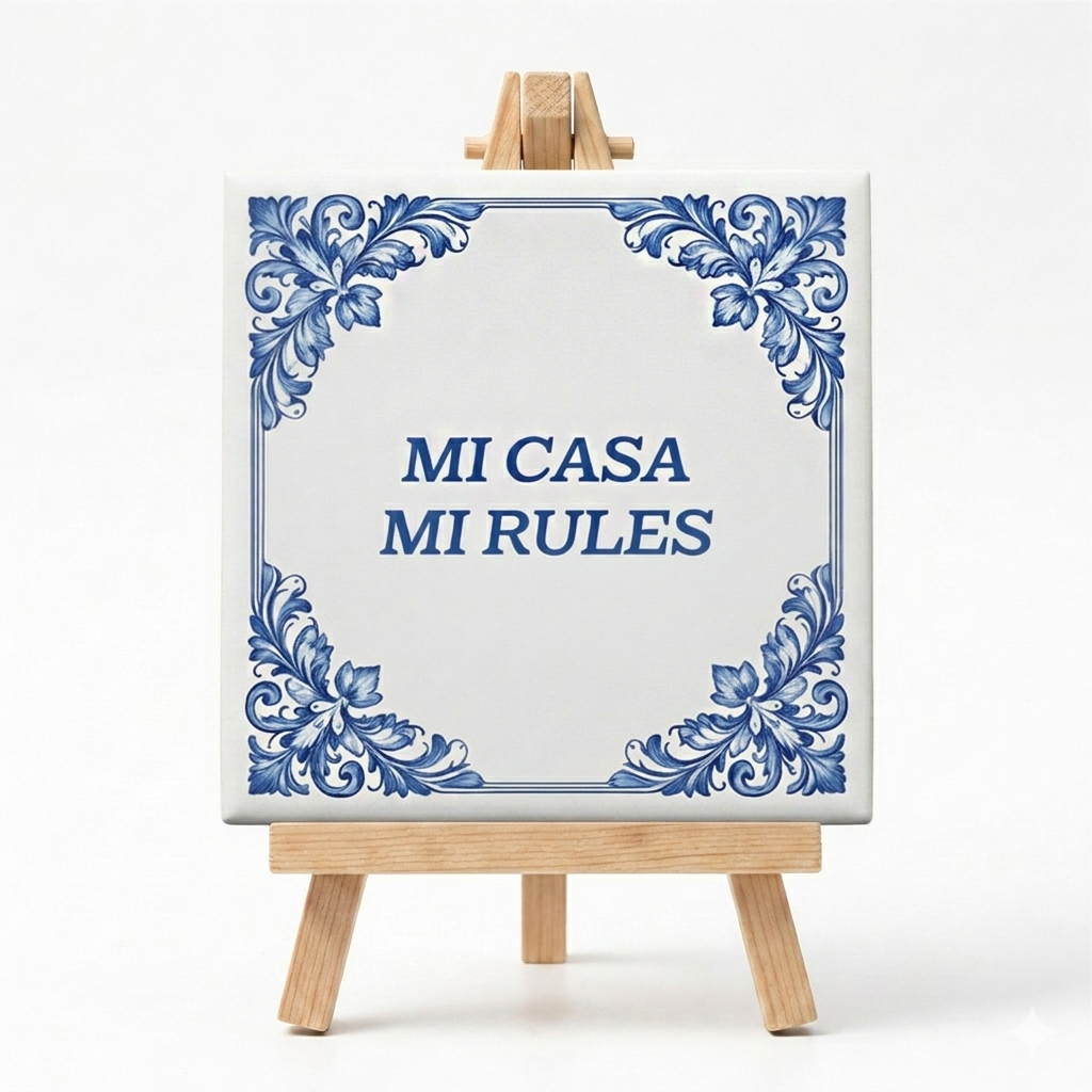 Delftsblauw Tegeltje Mi casa mi rules