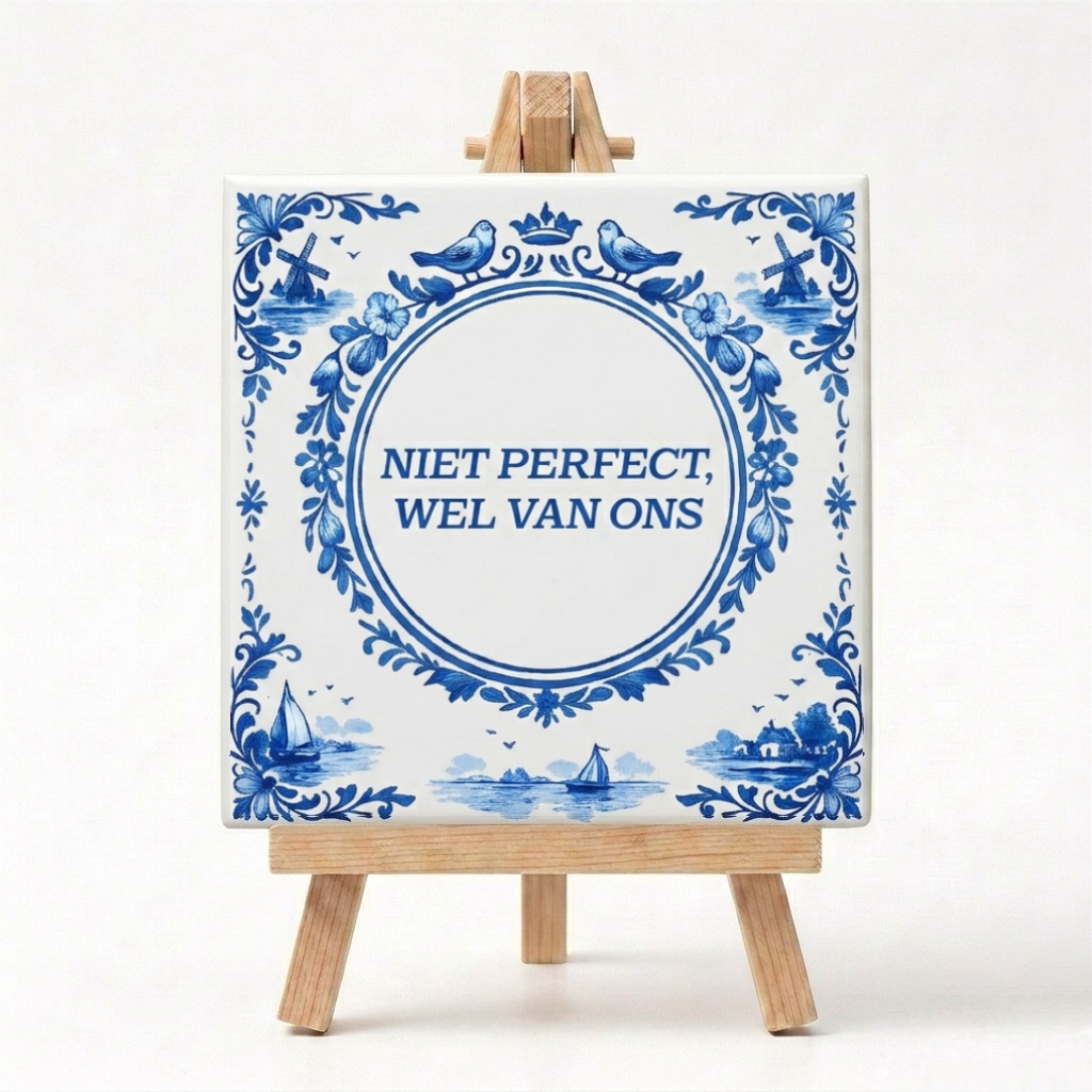 Delftsblauw Tegeltje Niet Perfect Wel Van Ons