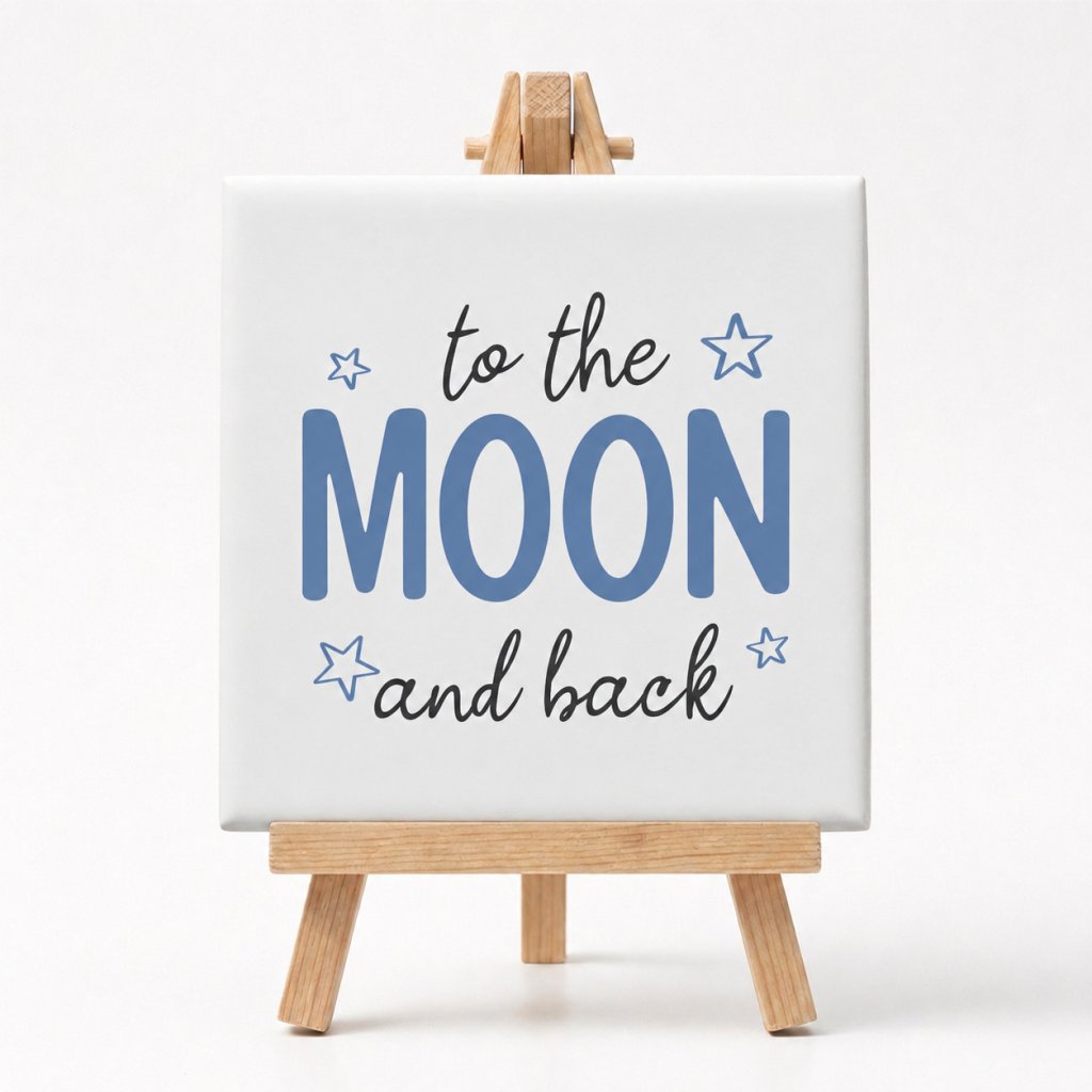 Kraamcadeau Tegeltje To The Moon And Back Jongen 1