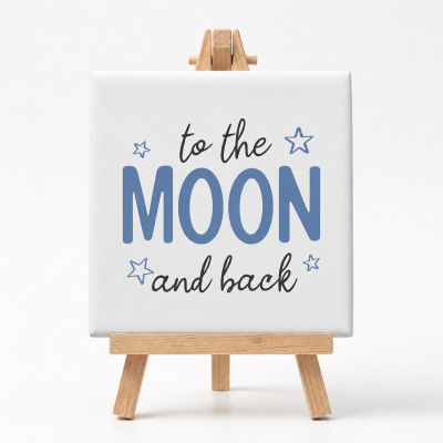 Kraamcadeau Tegeltje To The Moon And Back Jongen 1