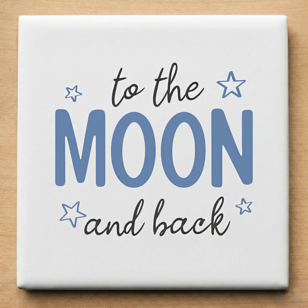 Kraamcadeau Tegeltje To The Moon And Back Jongen