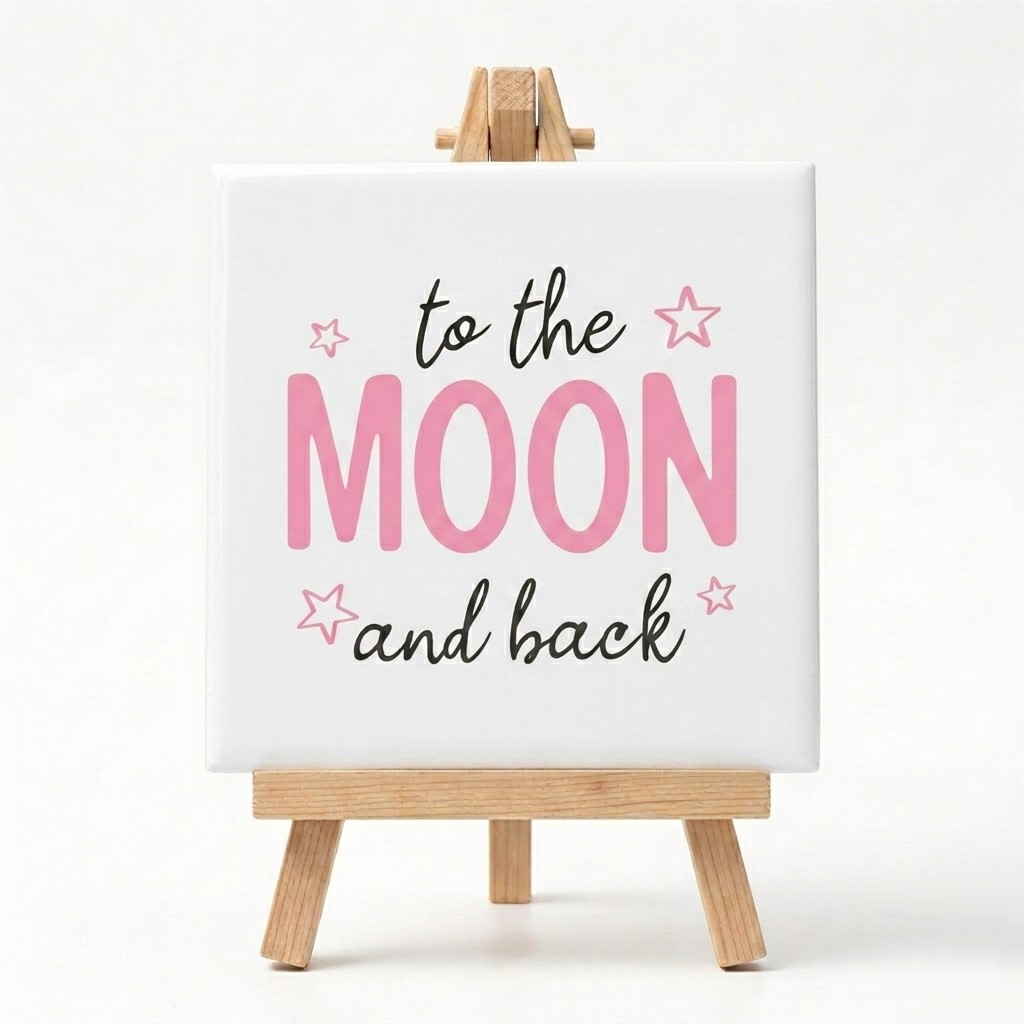 Kraamcadeau Tegeltje To The Moon And Back Meisje