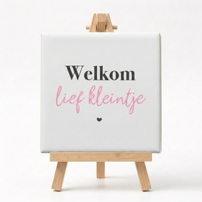 Kraamcadeau Tegeltje Welkom Lief Kleintje Meisje Met Standaard