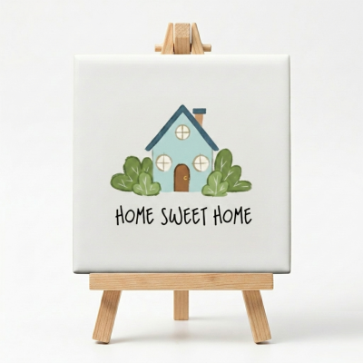 Tegeltje Housewarming Cadeau Home Sweet Home Cartoon