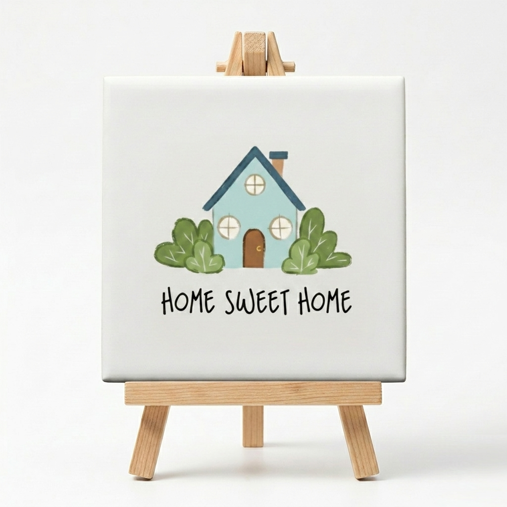 Tegeltje Housewarming Cadeau Home Sweet Home Cartoon