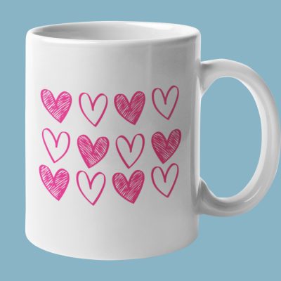 Valentijn Mok Pink Hearts