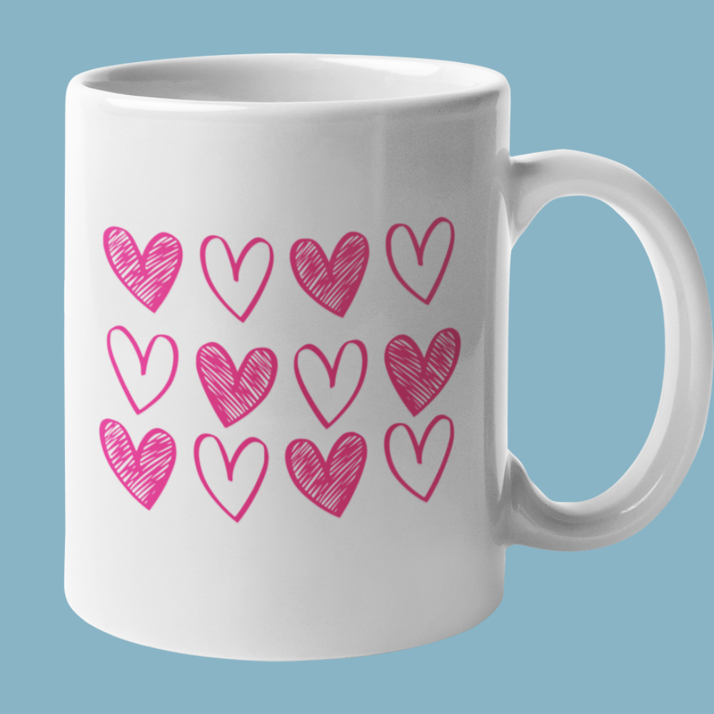 Valentijn Mok Pink Hearts