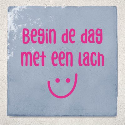 Blauwe tegel begin de dag met een lach