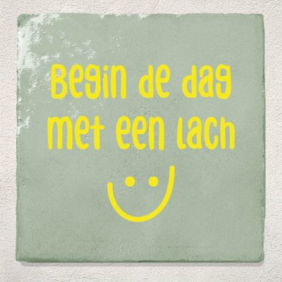 Groene tegel begin de dag met een lach
