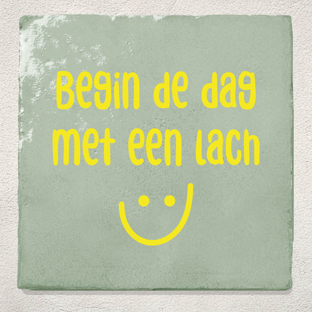 Groene tegel begin de dag met een lach