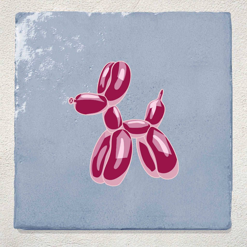 Tegeltje Blauw Ballon hondje