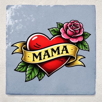Tegeltje Blauw Mama tattoo