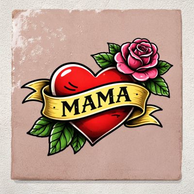 Tegeltje Roze Mama tattoo