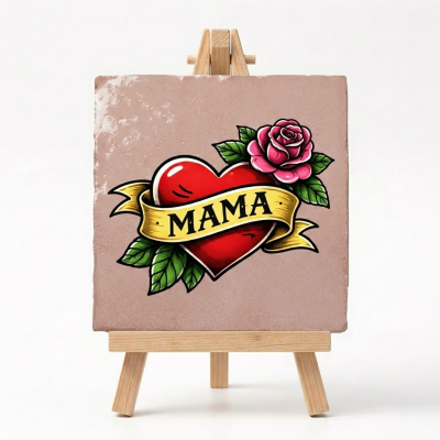 Tegeltje Roze Mama tattoo