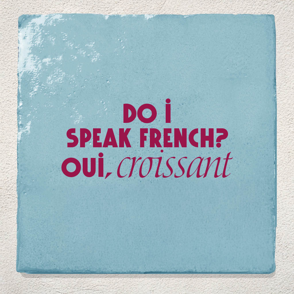 Tegel Lichtblauw Do I speak french