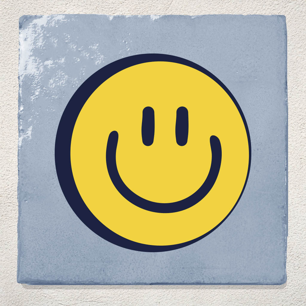 Tegeltje Blauw Smiley