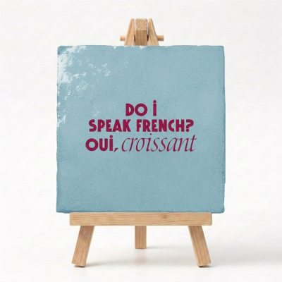 Tegeltje Cadeau Blauw Do I Speak French