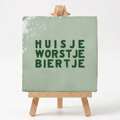 Tegeltje Groen Huisje Worstje Biertje