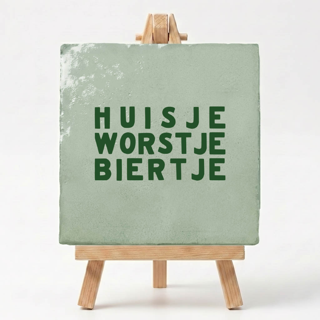 Tegeltje Groen Huisje Worstje Biertje