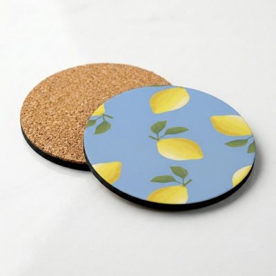 Blue Lemon onderzetter met kurk onderzijde