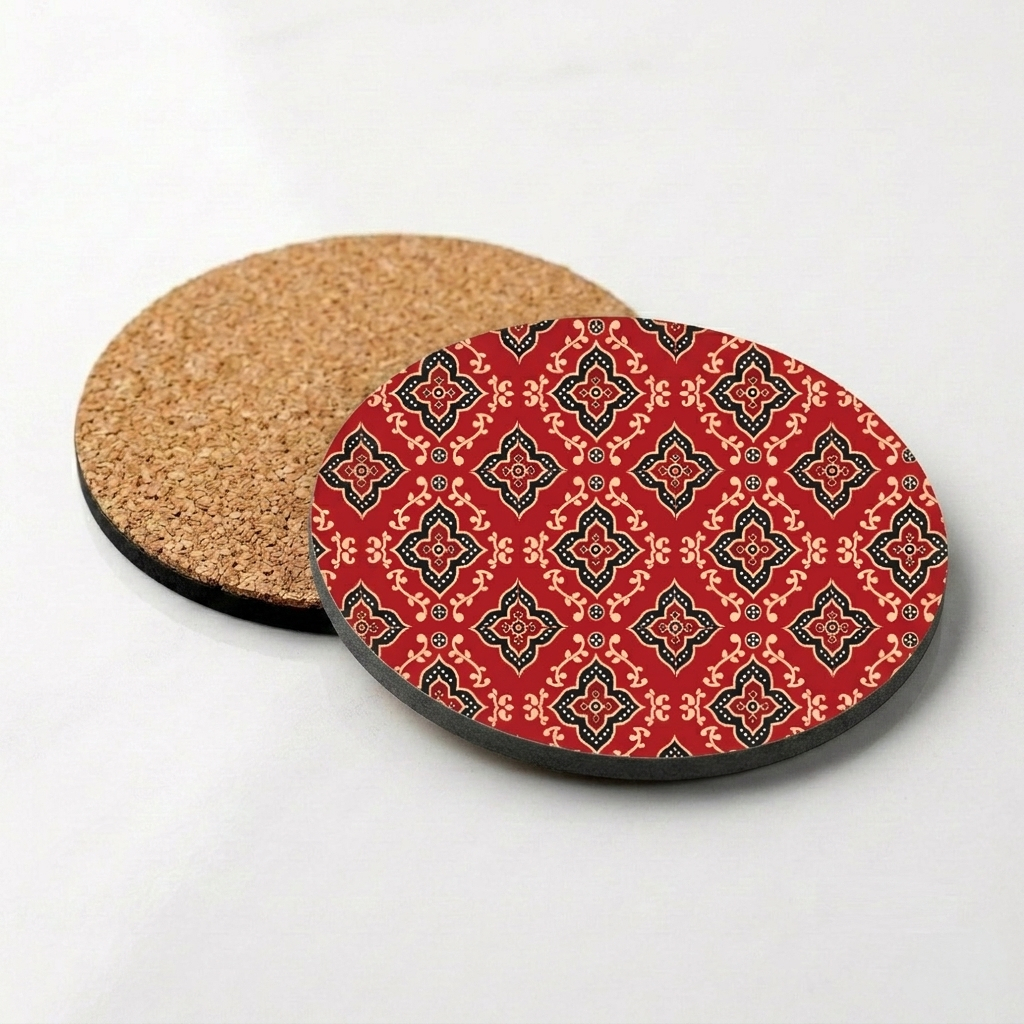 Red Pattern onderzetter met kurk onderzijde