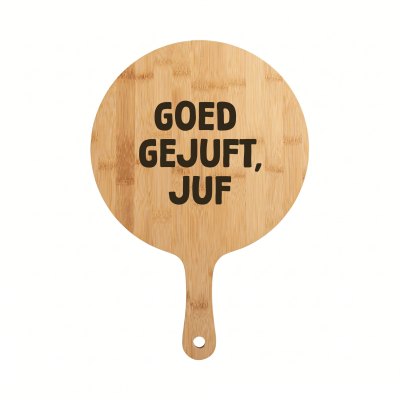 Houten Bamboesnijplank Goed Gejuft, Juf