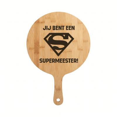 Houten Bamboesnijplank Jij Bent Een Supermeester